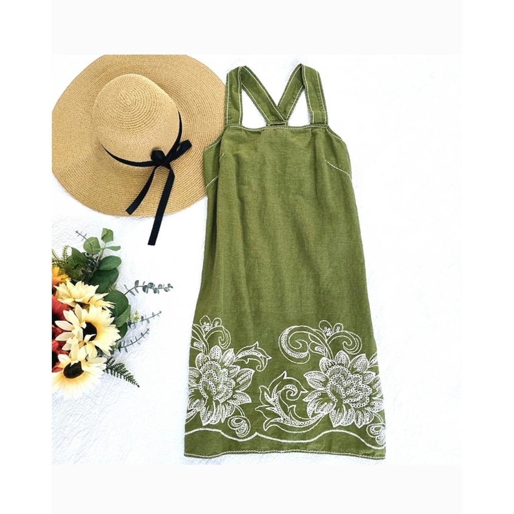 Max Studio Green Linen Blend Dress‎ – Size M - Picture 2 of 5